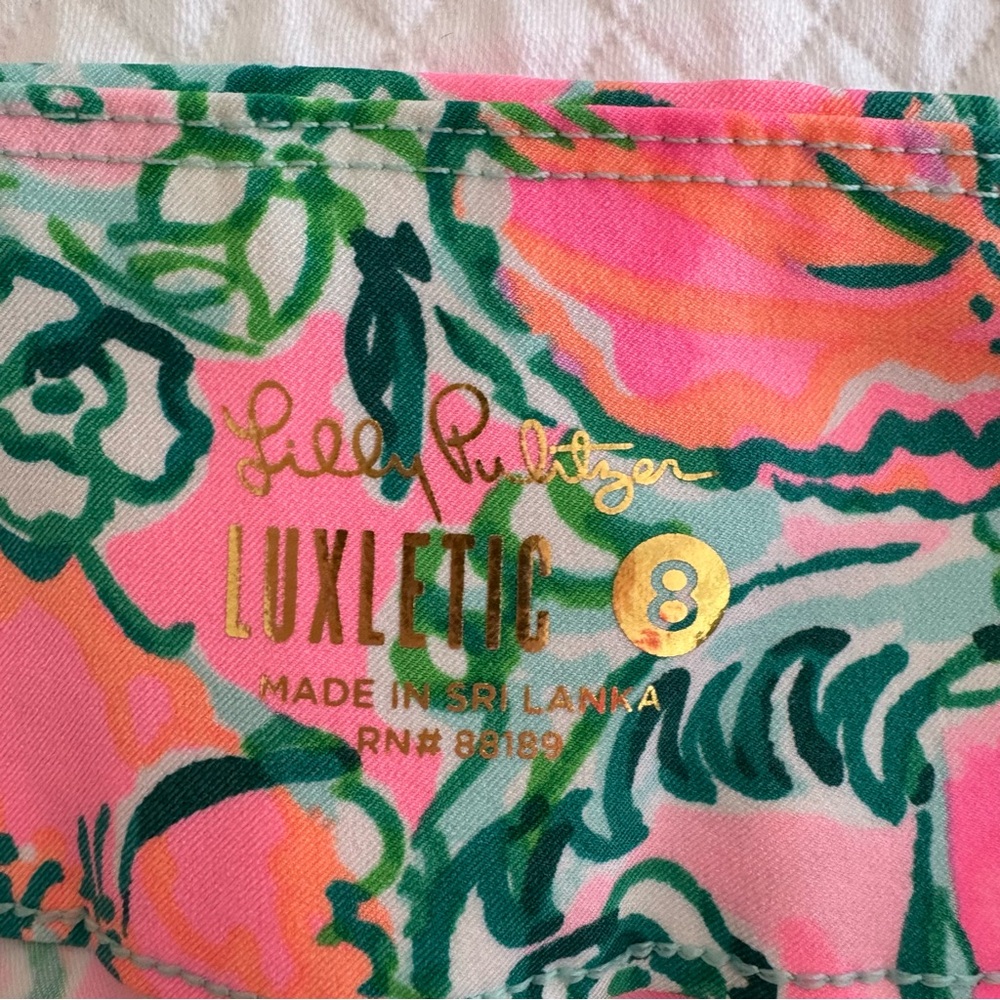 Lilly Pulitzer Luxletic Corso Crop Pant Soleil Pink Perfect Poppy Golf - Picture 7 of 7
